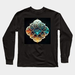 Bright Rainbow crystal lotus flower mandala Long Sleeve T-Shirt